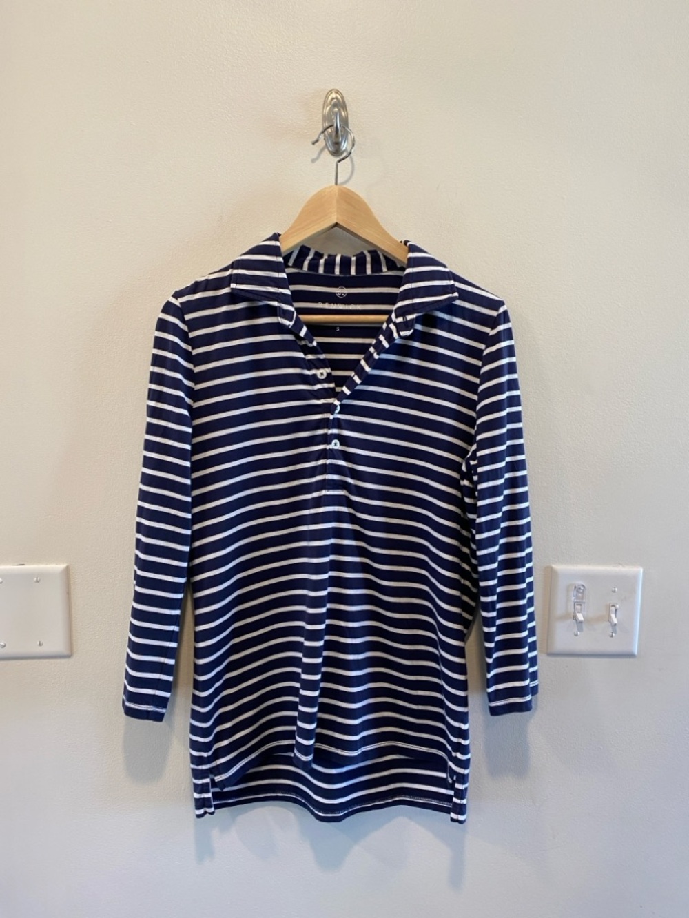 Renwick RNWK womens Peruvian Pima Cotton 3/4 sleeve cotton polo small stripe